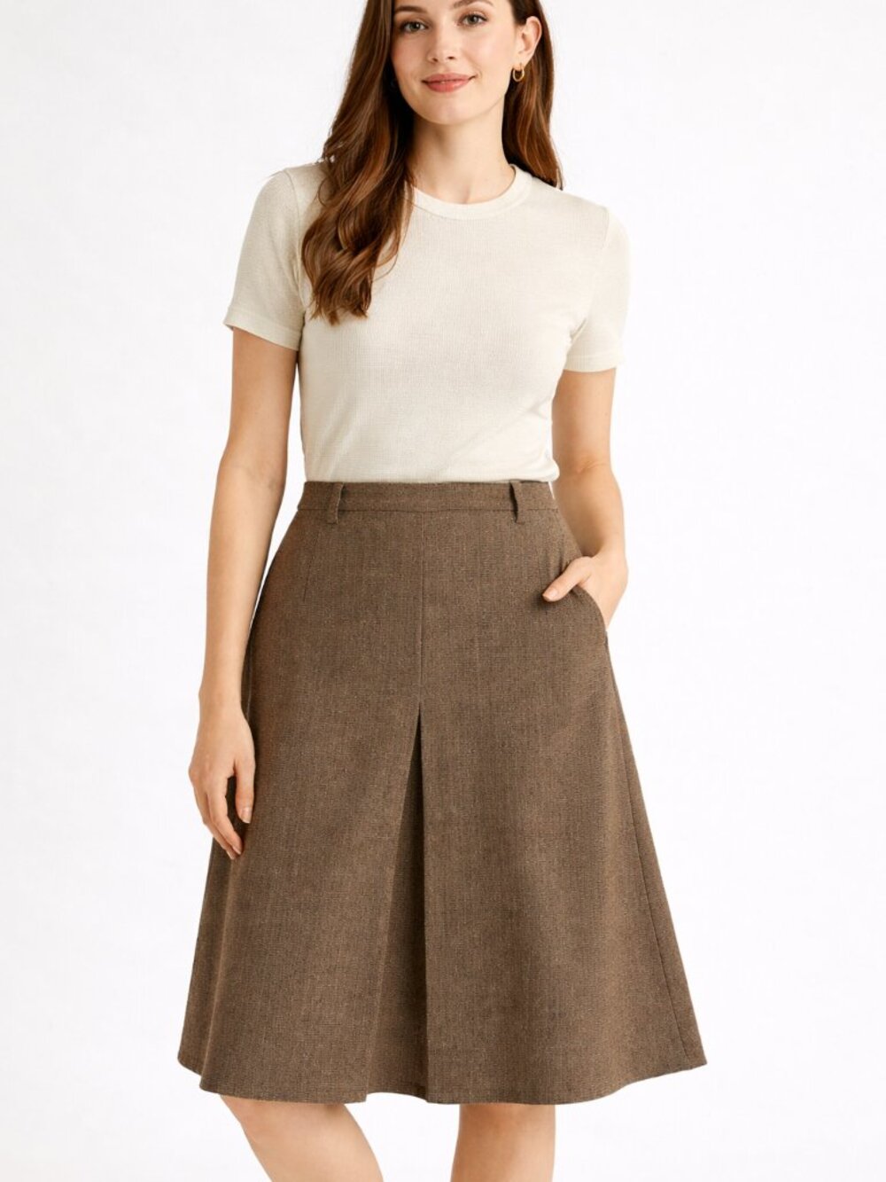 Ansich Gold Label Brown Tweed A Line Skirt Womens Medium Vintage